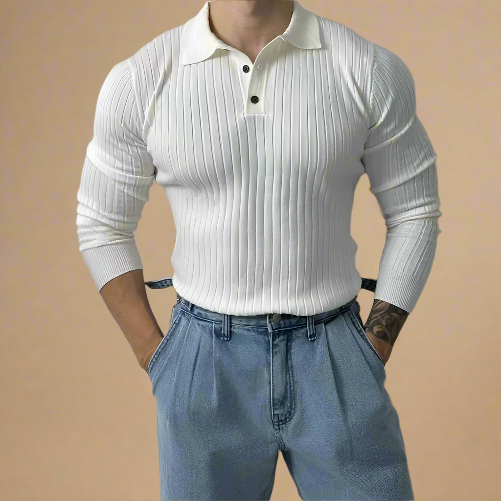 Polo Sweater | Muscle Fit Knitted Polo for Men afbeelding 1